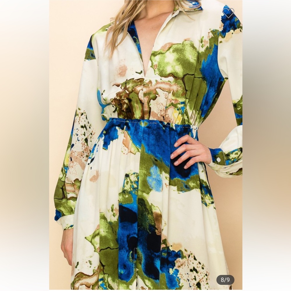 Elegant Blue and Green Maxi Dress preloved - Picture 8 of 9